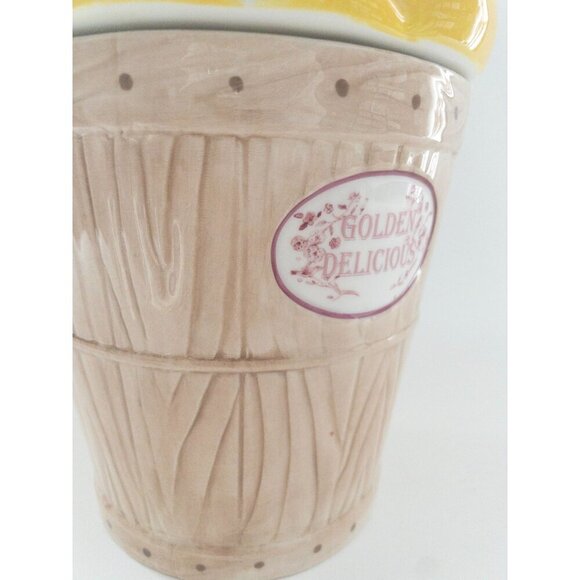 Pfaltzgraff Golden Delicious Apple Basket Ceramic Cookie Jar 11" Dishwasher & Mi - Picture 9 of 12